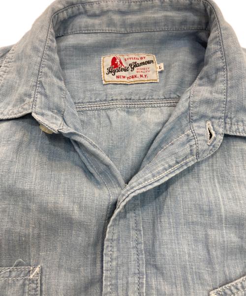Hysteric Glamour（ヒステリックグラマー）Hysteric Glamour (ヒステリックグラマー) CLASSICS プリント コットン リネン 長袖 ワーク シャツ　02171AH04 インディゴ サイズ:Lの古着・服飾アイテム
