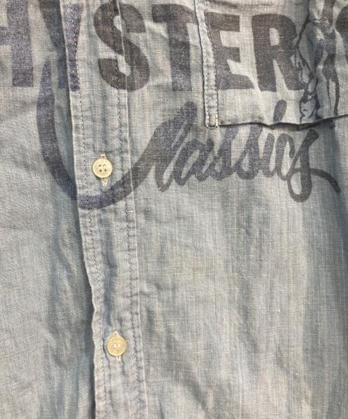 Hysteric Glamour（ヒステリックグラマー）Hysteric Glamour (ヒステリックグラマー) CLASSICS プリント コットン リネン 長袖 ワーク シャツ　02171AH04 インディゴ サイズ:Lの古着・服飾アイテム