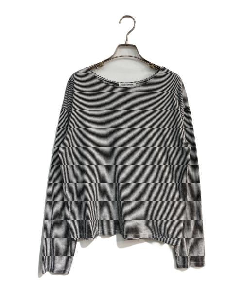 THIRD MAGAZINE（サードマガジン）THIRD MAGAZINE (サードマガジン) ストール付き天竺ボーダーロングスリーブトップス　A0823UTS407 ホワイト×ブラック サイズ:9の古着・服飾アイテム