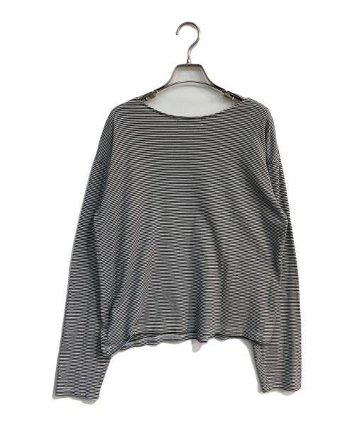 THIRD MAGAZINE（サードマガジン）THIRD MAGAZINE (サードマガジン) ストール付き天竺ボーダーロングスリーブトップス　A0823UTS407 ホワイト×ブラック サイズ:9の古着・服飾アイテム