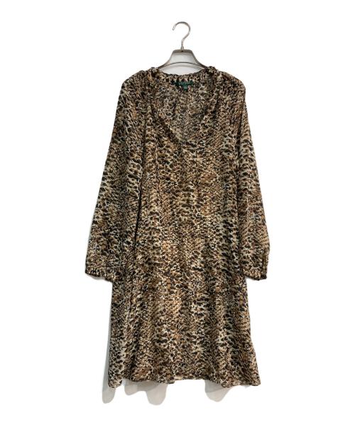 LAUREN RALPH LAUREN（ローレンラルフローレン）LAUREN RALPH LAUREN (ローレンラルフローレン) 長袖ワンピース ブラウン サイズ:4の古着・服飾アイテム