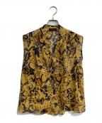 TOMORROW LAND collectionトゥモローランドコレクション）の古着「ウォーターカラーフラワープリント オープンカラーシャツ」｜イエロー