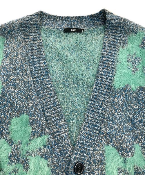 HARE（ハレ）HARE (ハレ) フラワーモチーフシャギーカーディガン　HA020355AD ブルー×グリーン サイズ:Sの古着・服飾アイテム
