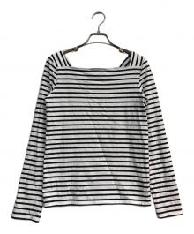 anuans（アニュアンス）の古着「スクエアネックボーダーカットトップス　1523412311-0」｜ホワイト×ブラック