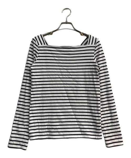 anuans（アニュアンス）anuans (アニュアンス) スクエアネックボーダーカットトップス　1523412311-0 ホワイト×ブラック サイズ:Freeの古着・服飾アイテム