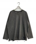 Needlesニードルズ）の古着「L/S U-Neck Tee - R/PE Russell　QV348」｜ブラック×ベージュ