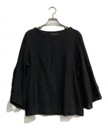 Whim Gazette（ウィムガゼット）の古着「フレンチリネンティアードスリーブブラウス　WG18C0043180100」｜ブラック