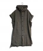 Y'sワイズ）の古着「ツイードフレンチスリーブドレス ワンピース　22AW　YE-D17-108」｜ブラウン