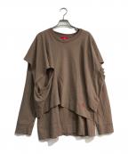 Vivienne Westwood RED LABELヴィヴィアンウエストウッドレッドレーベル）の古着「レイヤード変形カットソー　16-12-332032」｜ブラウン