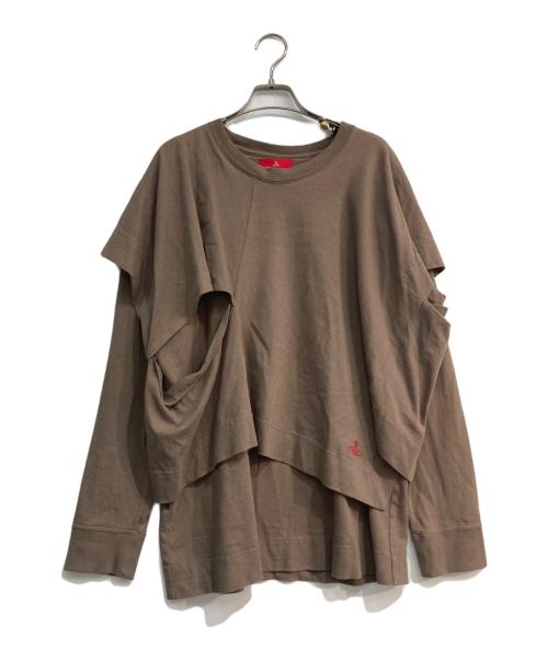 Vivienne Westwood RED LABEL（ヴィヴィアンウエストウッドレッドレーベル）Vivienne Westwood RED LABEL (ヴィヴィアンウエストウッドレッドレーベル) レイヤード変形カットソー　16-12-332032 ブラウン サイズ:Mの古着・服飾アイテム