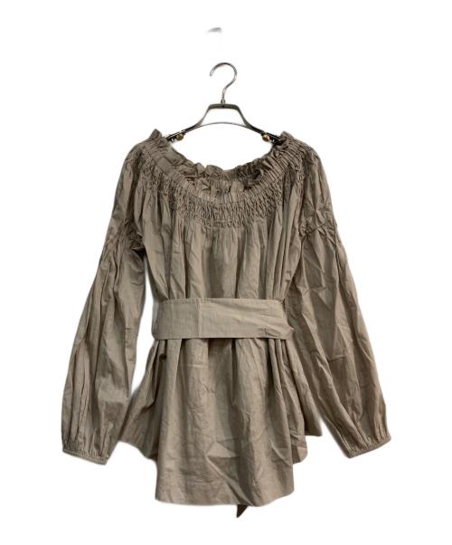 merlette（マーレット）Merlette (マーレット) スモッキングオフショルダーギャザーブラウス　3910700017 ベージュ サイズ:Sの古着・服飾アイテム