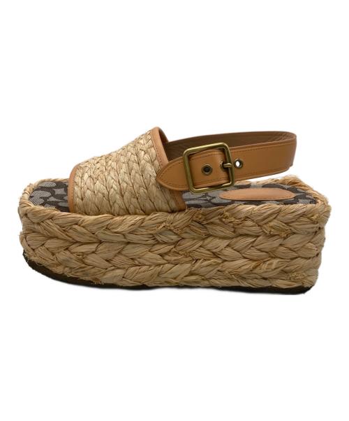 COACH（コーチ）COACH (コーチ) プラットフォームサンダル　C5019 ベージュ サイズ:23.5cmの古着・服飾アイテム