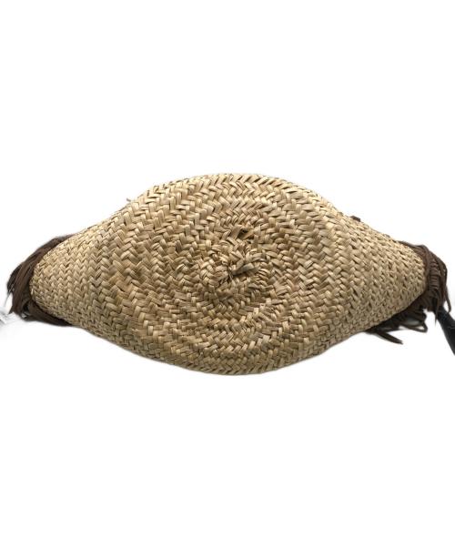 ATELIER AMBOISE（アトリエ アンボワーズ）ATELIER AMBOISE (アトリエ アンボワーズ) フリンジ付きカゴバッグ ベージュ×ブラウンの古着・服飾アイテム