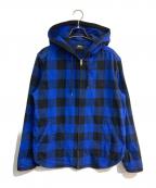 stussyステューシー）の古着「ブロックチェックジップパーカー」｜ブルー