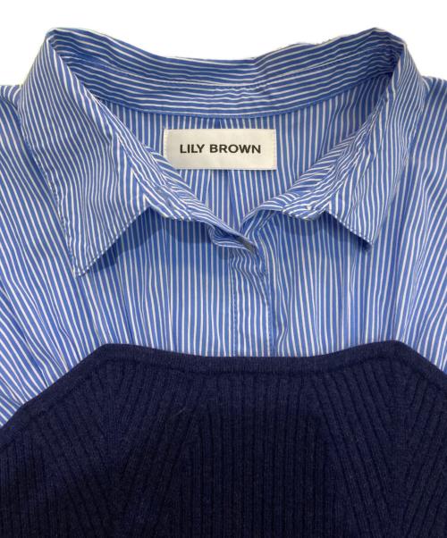 Lily Brown（リリーブラウン）Lily Brown (リリーブラウン) ビスチェドッキングワンピース　LWFO231212 ブルー×ホワイト サイズ:1の古着・服飾アイテム