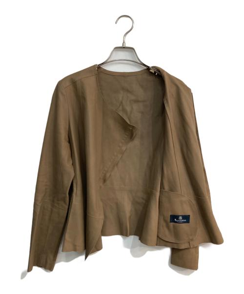 Aquascutum（アクアスキュータム）Aquascutum (アクアスキュータム) ライトレザージャケット 5009304042 ブラウン サイズ:8の古着・服飾アイテム