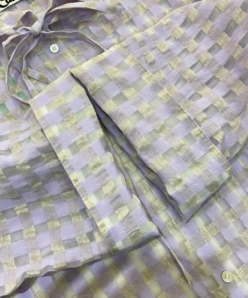 CABANA（カバナ）Cabana (カバナ) シアサッカーチェックシャツ　23SS-SH01-A パープル サイズ:36の古着・服飾アイテム
