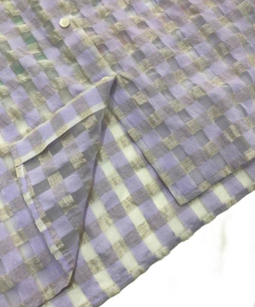 CABANA（カバナ）Cabana (カバナ) シアサッカーチェックシャツ　23SS-SH01-A パープル サイズ:36の古着・服飾アイテム