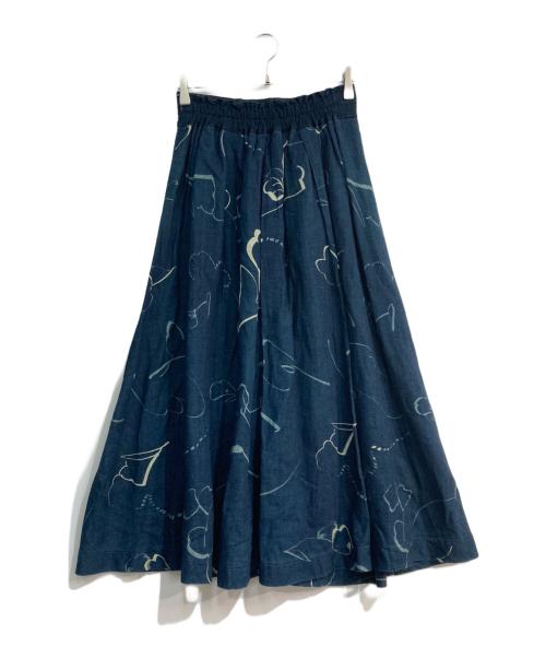 Pal'las Palace（パラスパレス）PAL'LAS PALACE (パラスパレス) 総柄スカート　PFSK-0447A ネイビー サイズ:2の古着・服飾アイテム