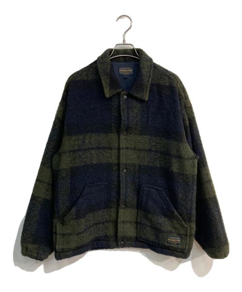 PENDLETON（ペンドルトン）PENDLETON (ペンドルトン) チェック柄コーチジャケット　1575-6206 グリーン×ネイビー サイズ:Lの古着・服飾アイテム