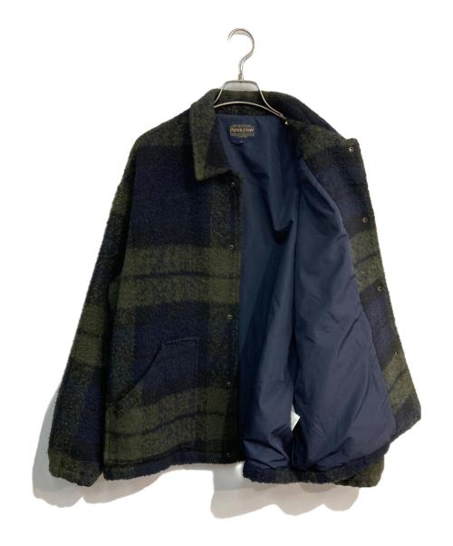 PENDLETON（ペンドルトン）PENDLETON (ペンドルトン) チェック柄コーチジャケット　1575-6206 グリーン×ネイビー サイズ:Lの古着・服飾アイテム