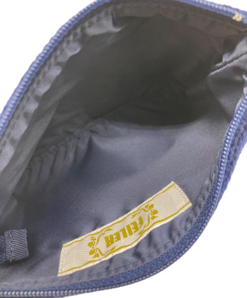 FEILER（フェイラー）FEILER (フェイラー) ホワイトマーガレット ハンドポーチ ネイビーの古着・服飾アイテム
