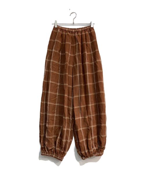 nagonstans（ナゴンスタンス）nagonstans (ナゴンスタンス) チェックバルーンパンツ　470ES631-2020 ブラウン サイズ:36の古着・服飾アイテム