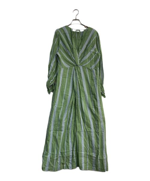 ne quittez pas（ヌキテパ）ne quittez pas (ヌキテパ) コットンボイルストライプバックツイストドレス　010432GA2 グリーン サイズ:Mの古着・服飾アイテム