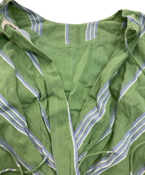 ne quittez pas（ヌキテパ）ne quittez pas (ヌキテパ) コットンボイルストライプバックツイストドレス　010432GA2 グリーン サイズ:Mの古着・服飾アイテム