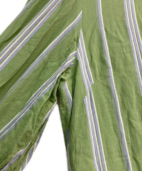 ne quittez pas（ヌキテパ）ne quittez pas (ヌキテパ) コットンボイルストライプバックツイストドレス　010432GA2 グリーン サイズ:Mの古着・服飾アイテム
