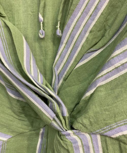 ne quittez pas（ヌキテパ）ne quittez pas (ヌキテパ) コットンボイルストライプバックツイストドレス　010432GA2 グリーン サイズ:Mの古着・服飾アイテム