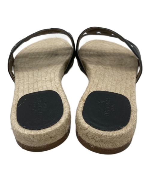 HERMES（エルメス）HERMES (エルメス) ファモサ エスパドリーユ サンダル ベージュ×ブラック サイズ:37の古着・服飾アイテム