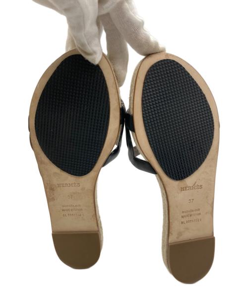 HERMES（エルメス）HERMES (エルメス) ファモサ エスパドリーユ サンダル ベージュ×ブラック サイズ:37の古着・服飾アイテム