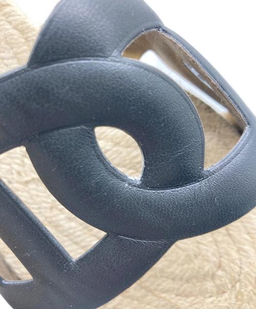 HERMES（エルメス）HERMES (エルメス) ファモサ エスパドリーユ サンダル ベージュ×ブラック サイズ:37の古着・服飾アイテム