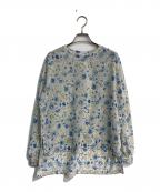 SOULEIADOソレイアード）の古着「ポリエステルプリントチュニックブラウス　75-01-32-01003」｜ブルー×ホワイト