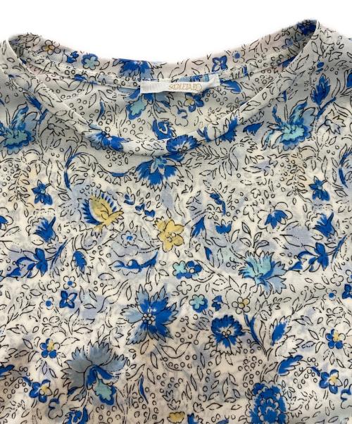 SOULEIADO（ソレイアード）SOULEIADO (ソレイアード) ポリエステルプリントチュニックブラウス　75-01-32-01003 ブルー×ホワイト サイズ:36の古着・服飾アイテム