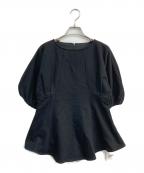 Adam et Ropeアダム エ ロペ）の古着「ペプラムタックカットプルオーバー」｜ブラック