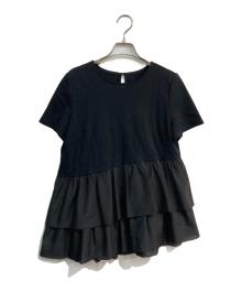 ARPEGE STORY（アルページュストーリー）の古着「異素材ペプラムフリルカットソー」｜ブラック