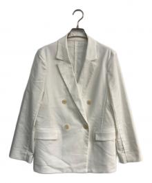 NOLLEY'S（ノーリーズ）の古着「ウォッシャブル麻混ダブルジャケット」｜ホワイト