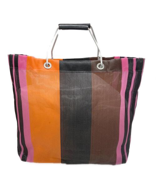 MARNI（マルニ）MARNI (マルニ) MARNI MARKET STRIPE BAG ピンク×ブラックの古着・服飾アイテム