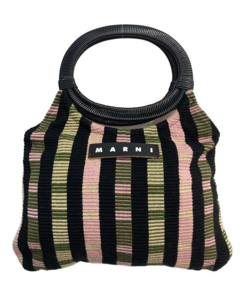 MARNI（マルニ）MARNI (マルニ) MARNI MARKET BOAT BAG ブラック×ピンクの古着・服飾アイテム