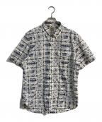 J.PRESS×reyn spoonerジェイプレス×レイン スプナー）の古着「総柄半袖シャツ」｜ホワイト×ネイビー