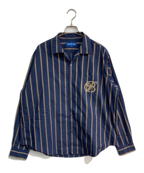 BlackEyePatch（ブラックアイパッチ）BlackEyePatch (ブラックアイパッチ) ストライプシャツ ネイビー サイズ:Lの古着・服飾アイテム