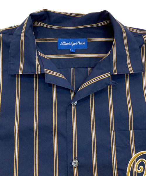 BlackEyePatch（ブラックアイパッチ）BlackEyePatch (ブラックアイパッチ) ストライプシャツ ネイビー サイズ:Lの古着・服飾アイテム