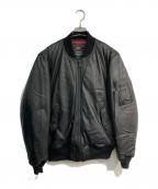 ALPHAアルファ）の古着「ラムレザーMA-1ダウンジャケット　TA1424-001」｜ブラック