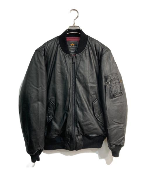 ALPHA（アルファ）ALPHA (アルファ) ラムレザーMA-1ダウンジャケット　TA1424-001 ブラック サイズ:XLの古着・服飾アイテム
