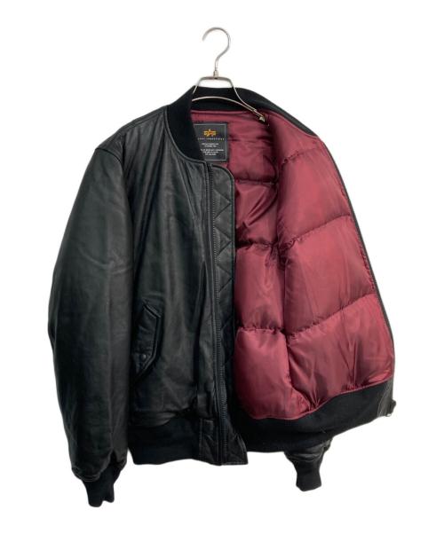 ALPHA（アルファ）ALPHA (アルファ) ラムレザーMA-1ダウンジャケット　TA1424-001 ブラック サイズ:XLの古着・服飾アイテム