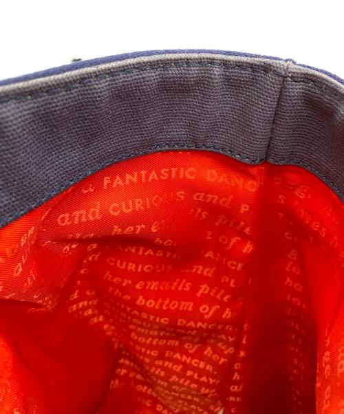 Kate Spade（ケイトスペード）Kate Spade (ケイトスペード) キャンバスレザーボーダートートバッグ ホワイト×ネイビーの古着・服飾アイテム