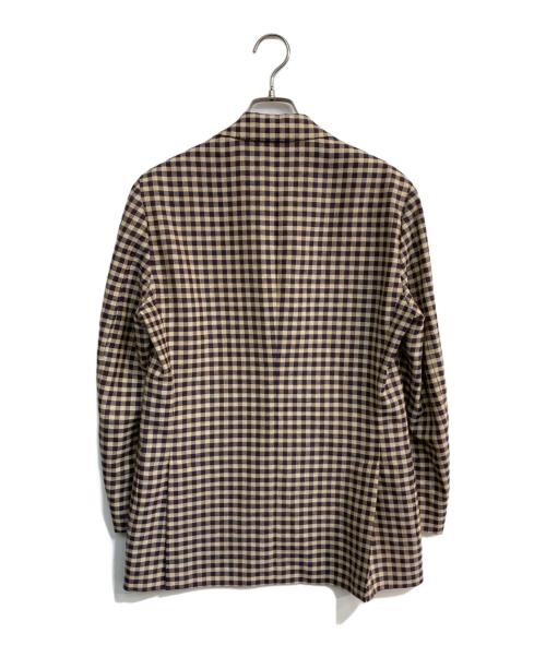 LARDINI（ラルディーニ）LARDINI (ラルディーニ) ウールリネンチェックテーラードジャケット ブラウン サイズ:44の古着・服飾アイテム