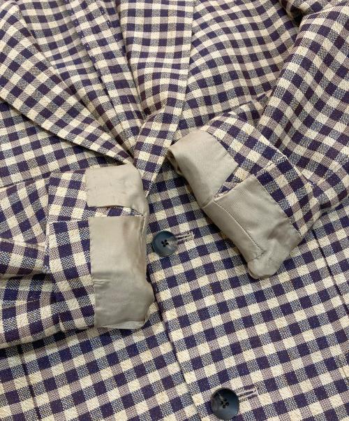 LARDINI（ラルディーニ）LARDINI (ラルディーニ) ウールリネンチェックテーラードジャケット ブラウン サイズ:44の古着・服飾アイテム